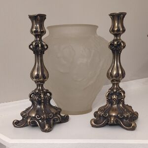 Baroque Style Brass Candlestick Holders